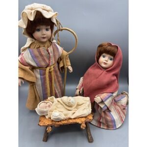 Vtg‎ 90s House of Lloyd A Child is Born Porcelain Nativity Set Dolls Christmas